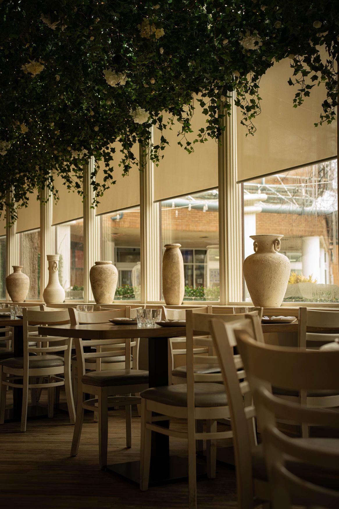 The dining room at Santorini Estiatorio