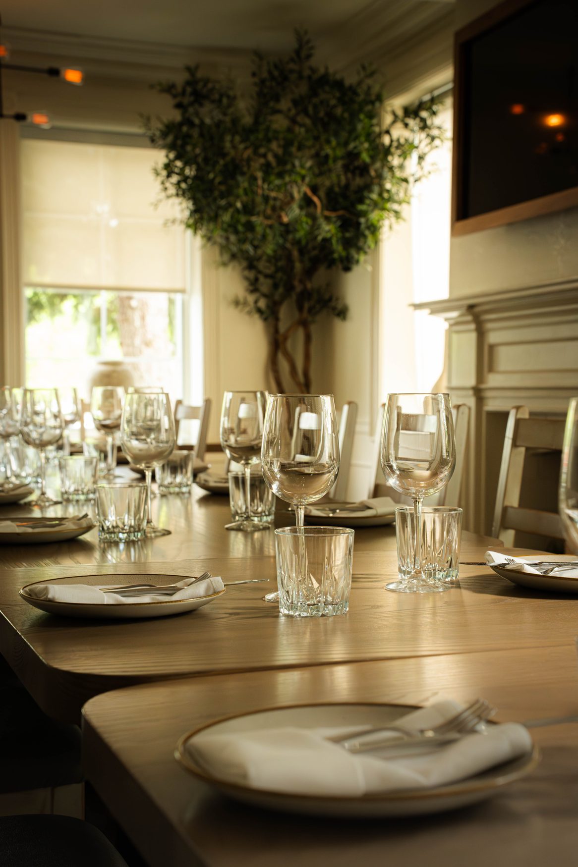 A table set for private dining at Santorini Estiatorio